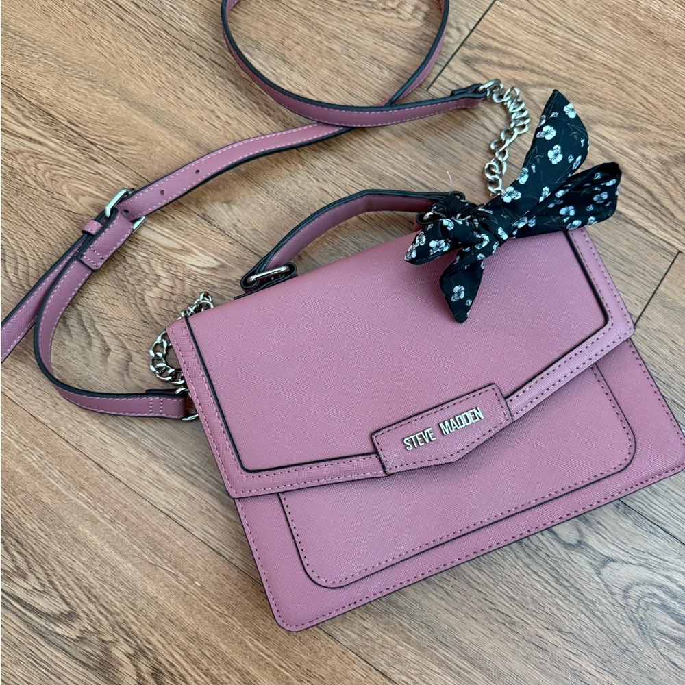 Steve Madden Mauve Crossbody Bag with Floral Accent